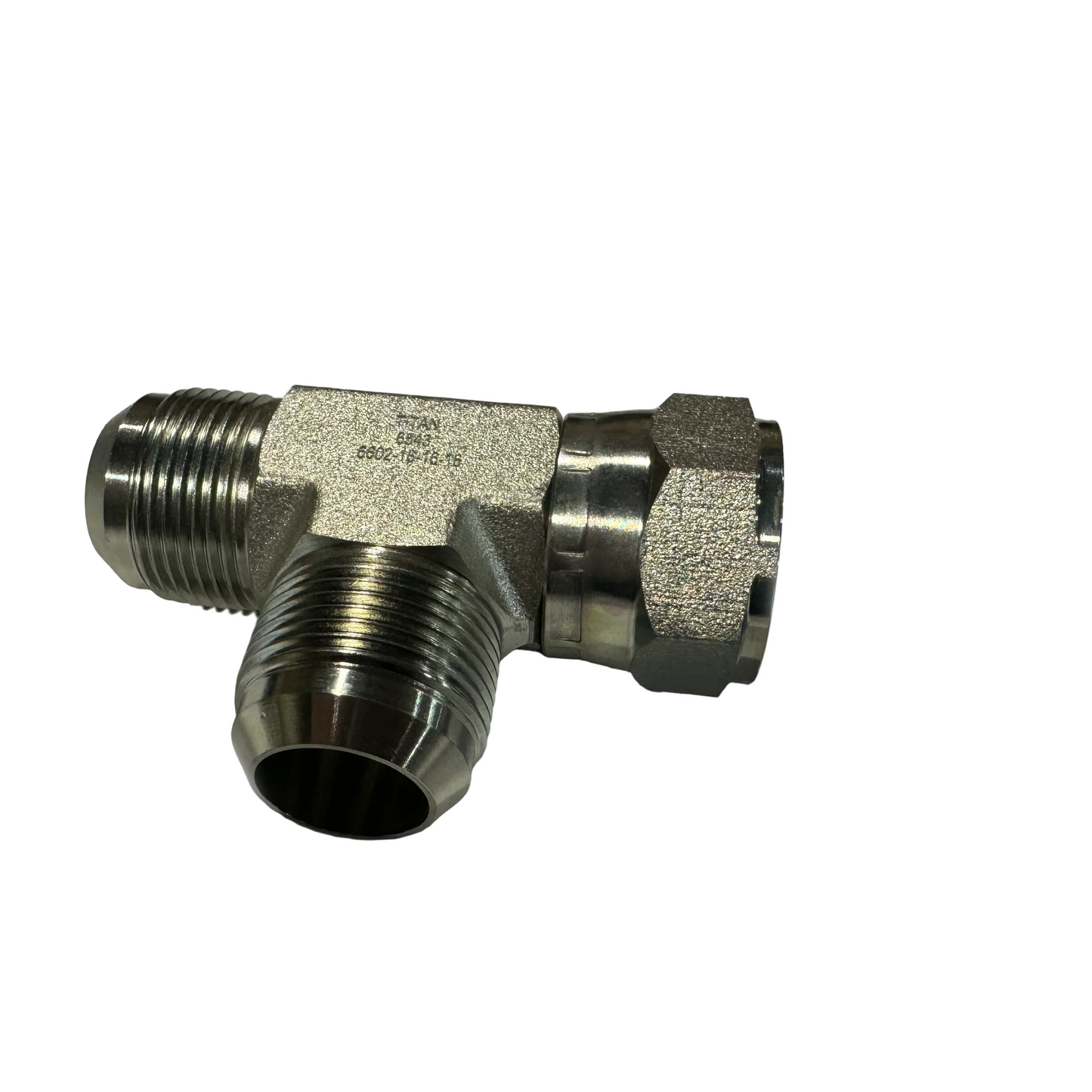 F5706X16X16X16 | #16 Swivel Nut Run Tee, 1" JIC Male x 1" JIC Female Swivel x 1" JIC Male